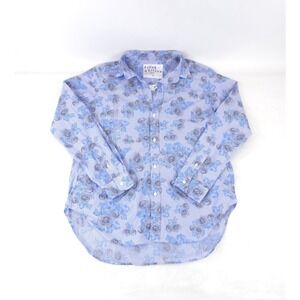 Frank & Eileen Shirt Womens Medium Blue Floral Frank Button Down Woven in Italy